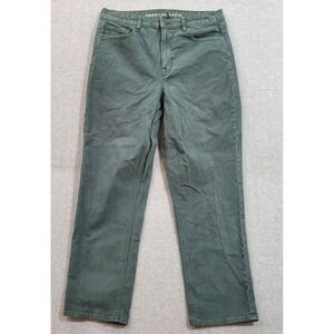 American Eagle Mom Straight Corduroy Jeans Womens 12‎ Reg Green Cotton Stretch